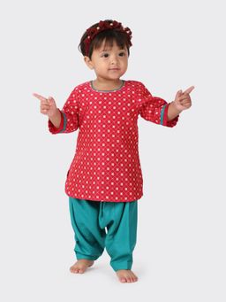 Fabindia - Maroon Cotton Silk Printed Salwar (Set of 2)