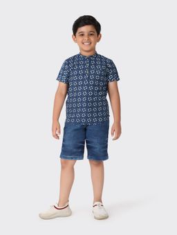 Fabindia - Indigo Cotton Printed Boys Kurta