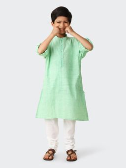 Fabindia - Green Cotton Woven Long Kurta