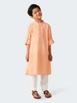 Fabindia - Orange Cotton Woven Long Kurta