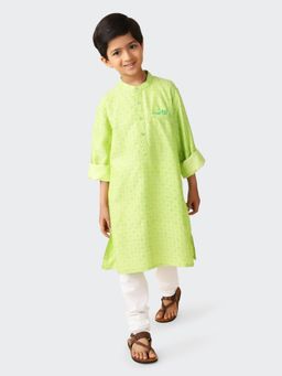 Fabindia - Green Viscose Silk Printed Long Kurta