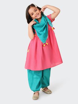 Fabindia - Pink Cotton Printed Harem (Set of 3)