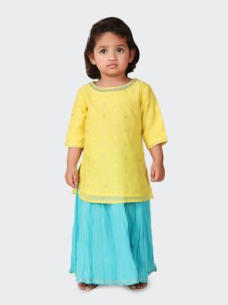 Fabindia - Yellow Cotton Cutwork Straight Lehenga (Set of 2)