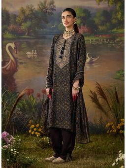 Lakshita - Women's Brown Round Neck Abstract Kurta with Pant and Dupatta