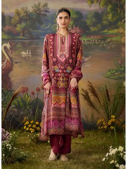 Lakshita - Women's Purple Mandarin Neck Abstract Kurta with Pant and Dupatta