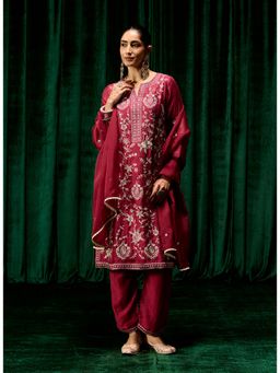 Lakshita - Womens Pink Round Neck Embroidered Kurta with Pant and Dupatta