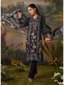 Lakshita - Womens Black V-Neck Embroidered Kurta with Pant and Dupatta