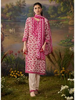 Lakshita - Women Pink Round Neck Embroidered Kurta with Pant and Dupatta