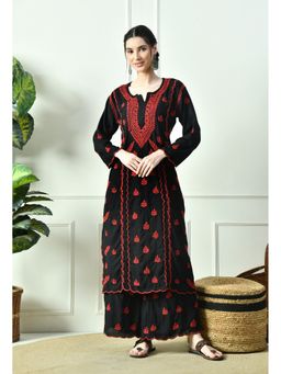 SYRISH - Women Black Beauty Vibrant Chikankari Kurta with Palazzo