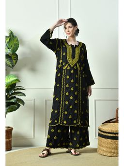 SYRISH - Black Women Beauty Vibrant Chikankari Kurta with Palazzo