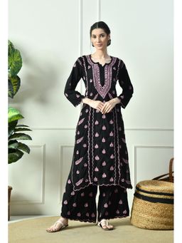 SYRISH - Black Beauty Vibrant Chikankari Kurta with Palazzo