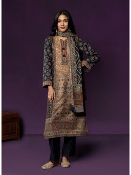 Lakshita - Women's Blue Round Neck Embroidered Kurta with Pant and Dupatta