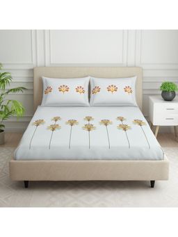 SPACES - Phuleri 100% Cotton 144 TC White 1 Bedsheet with 2 Pillow Covers (Queen)