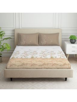 SPACES - Savoire 100% Cotton 144 TC Grey 1 Bedsheet with 2 Pillow Covers (King)