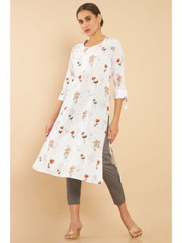 Soch - Women White Floral Printed Kurta