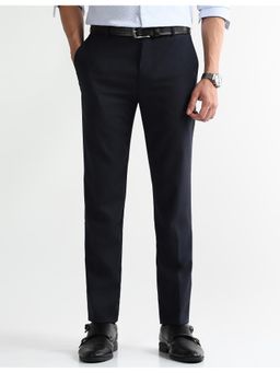 Arrow - Mens Textured Super Slim Fit Formal Trousers - Navy Blue
