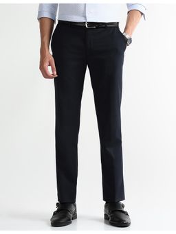 Arrow - Mens Self Design Striped Dobby Formal Trousers - Blue