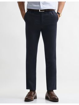 Arrow - Mens Solid Dobby Formal Trousers - Navy Blue