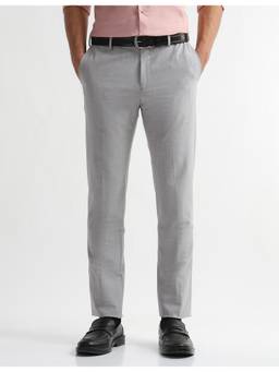 Arrow - Mens Heathered Regular Auto Flex Formal Trousers - Grey