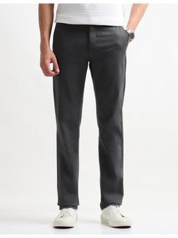 Arrow Sports - Mens Solid Dobby Casual Trousers - Grey