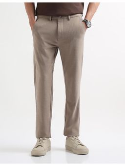 Arrow Sports - Mens Super Slim Fit Bi Stretch Casual Trousers - Beige