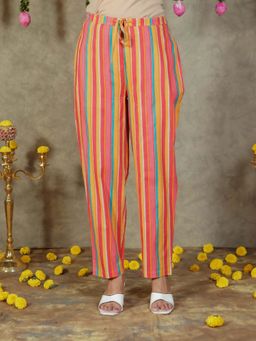 ARAMYA - Soft Cotton Striped Pants for Women