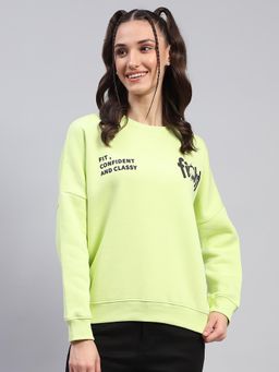 Rock.it - Women Printed Green Round Neck Full Sleeve Sweatshirt