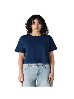 American Apparel - Navy Blue Fine Jersey Women's Boxy Cropped T-Shirt