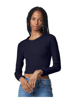 American Apparel - Black Baby Rib Full Sleeve Cropped T-Shirt