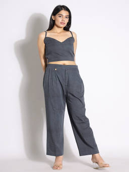 MEGASA - Charcoal Minimal Organic Cotton Solid Pant