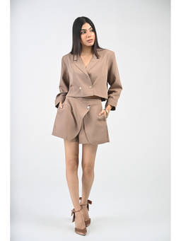 Ayrolane - Cropped Double Breasted Blazer With Skort