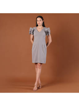 CLASYY - Grey V-Neck Dress