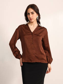 Kazo - Brown Polyester Debut Shirt