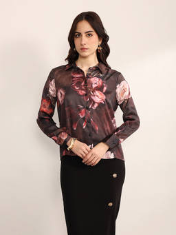 Kazo - Brown Polyester Demure Shirt