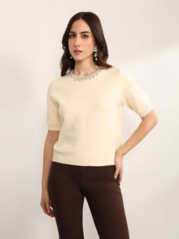 Kazo - Cream Anagram Top