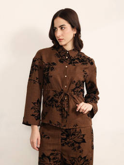 Kazo - Brown Polyester Penchant Shirt