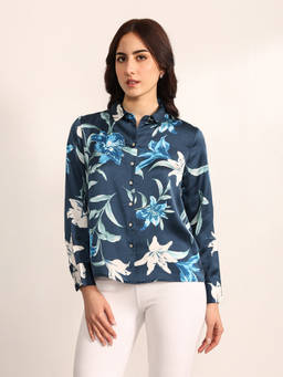 Kazo - Teal Polyester Azure Shirt
