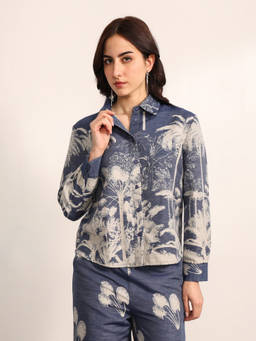 Kazo - Blue Polyester Cerulean Shirt