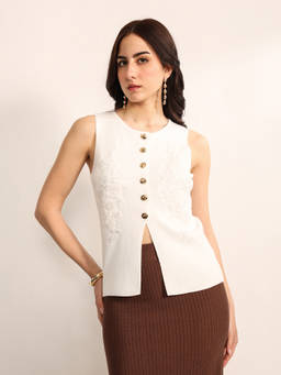 Kazo - Beige Tiara Winter Top