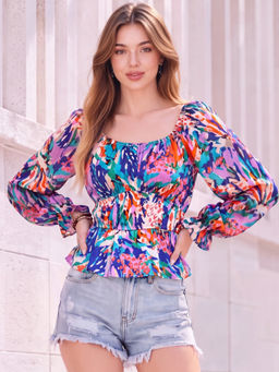 Sera - Multi-Color Satin Regular Top