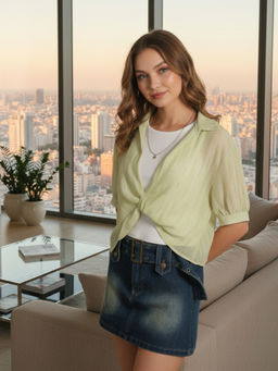 Sera - Green Soft Touch Lyocell Tank Top And Shirt