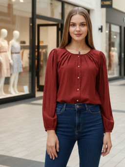 Sera - Rust Korean Chic Premium Cotton Top