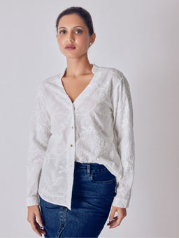 The Label Life - Ivory Embroidered Oversized Top