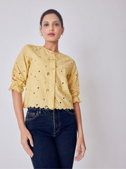 The Label Life - Melon Yellow Schiffli Top