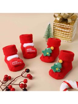 Kicks and Crawl - Red Winter Wonderland Socks (Set of 2)