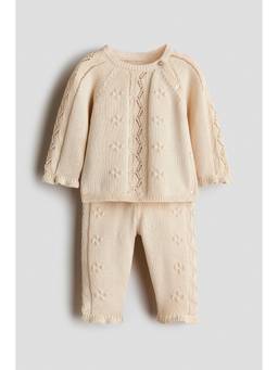 H&M - Kids Beige 2-Piece Cotton-Knit Jumper and Trouser