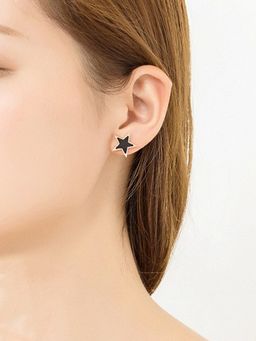 Yellow Chimes - Black & Gold-Toned Studs Earrings