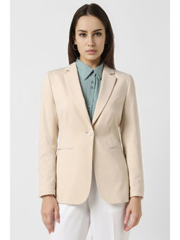 Van Heusen - Women Beige Solid Blazer
