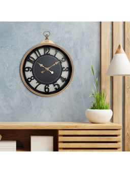 HomeTown - Aristo Classic Wall Clock, Diameter 50Cm In Rose Gold And Black Colour