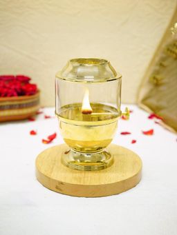 Ekhasa - Pure Brass Akhand Jyot Diya with Adjustable Bati Knob